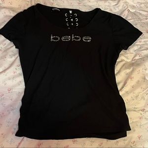 Bebe rhinestone logo top